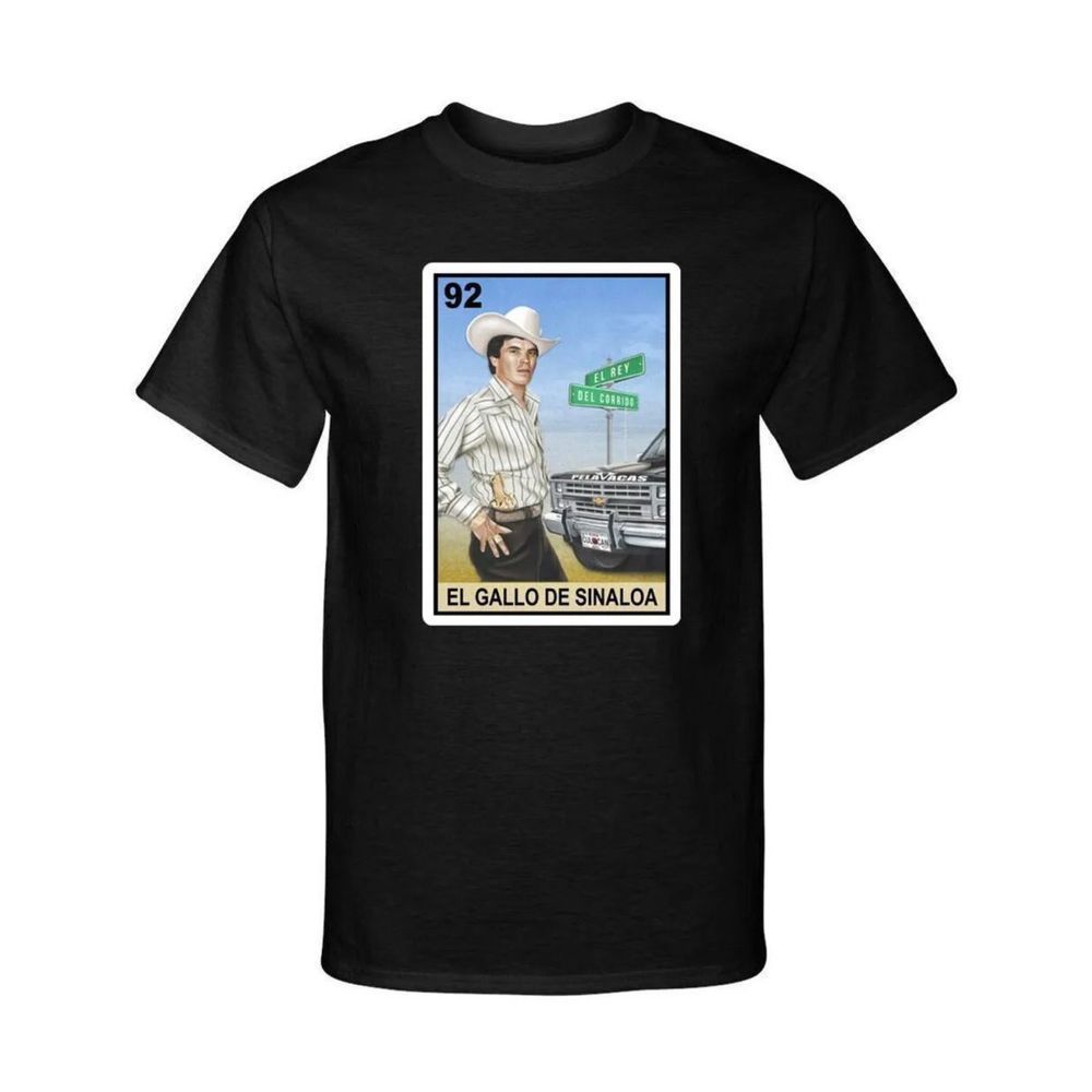 El Gallo De Sinaloa Chalino Sanchez Corrido Loteria Mexican Bingo Style Shirt T